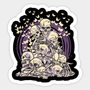 Heaping Pile of Bones with Butterflies design Sticker